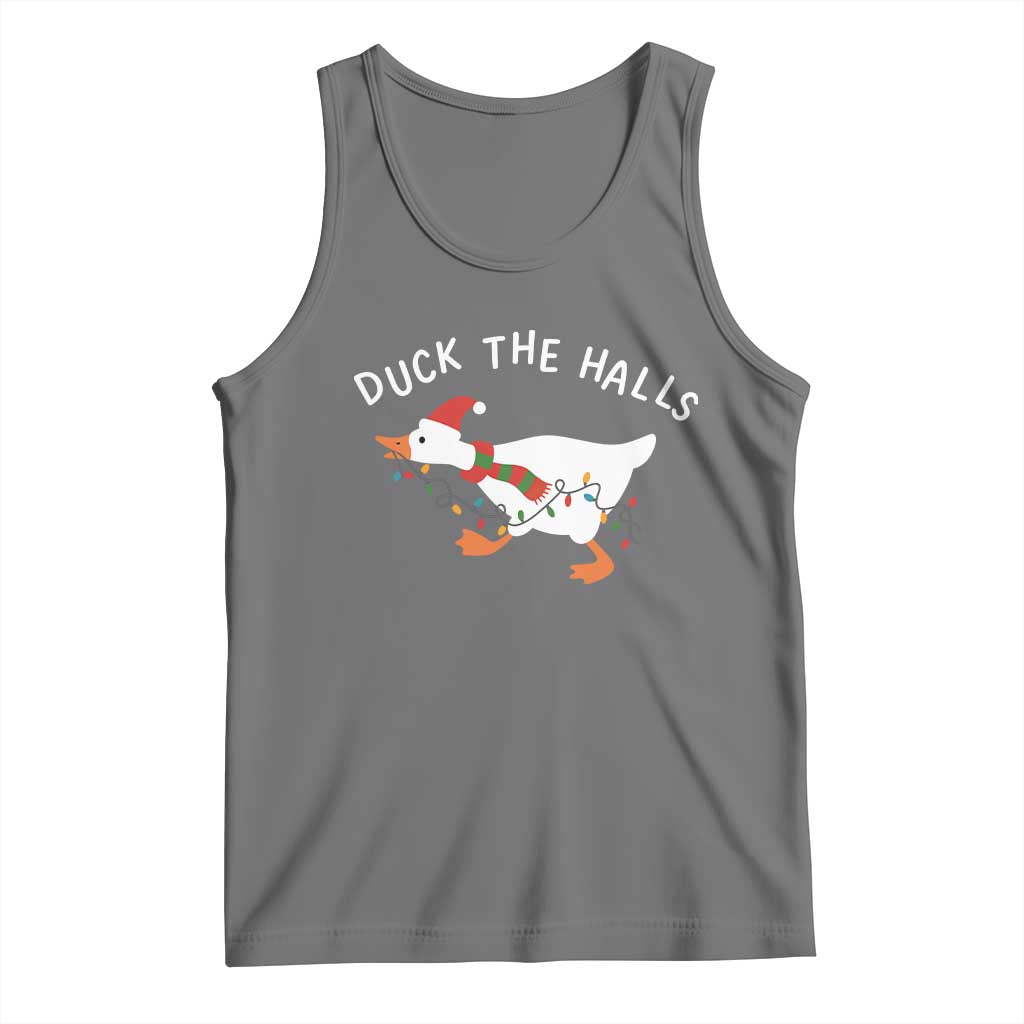 Funny Christmas Silly Goose Tank Top Funny Duck the Halls TS10 Black Heather Print Your Wear