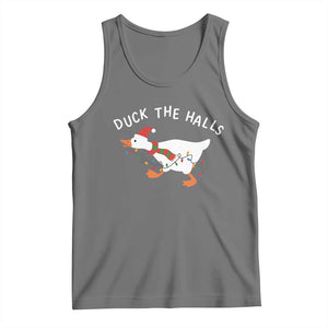 Funny Christmas Silly Goose Tank Top Funny Duck the Halls TS10 Black Heather Print Your Wear