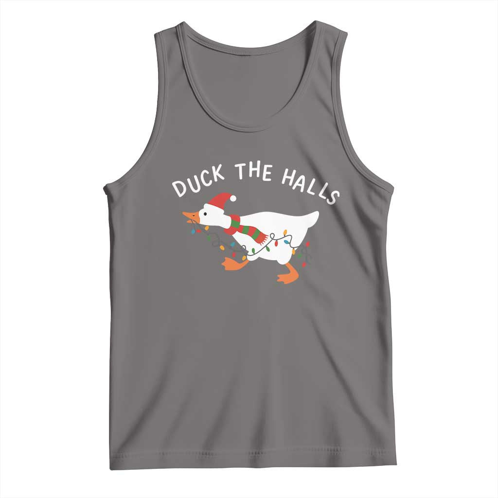 Funny Christmas Silly Goose Tank Top Funny Duck the Halls TS10 Deep Heather Print Your Wear