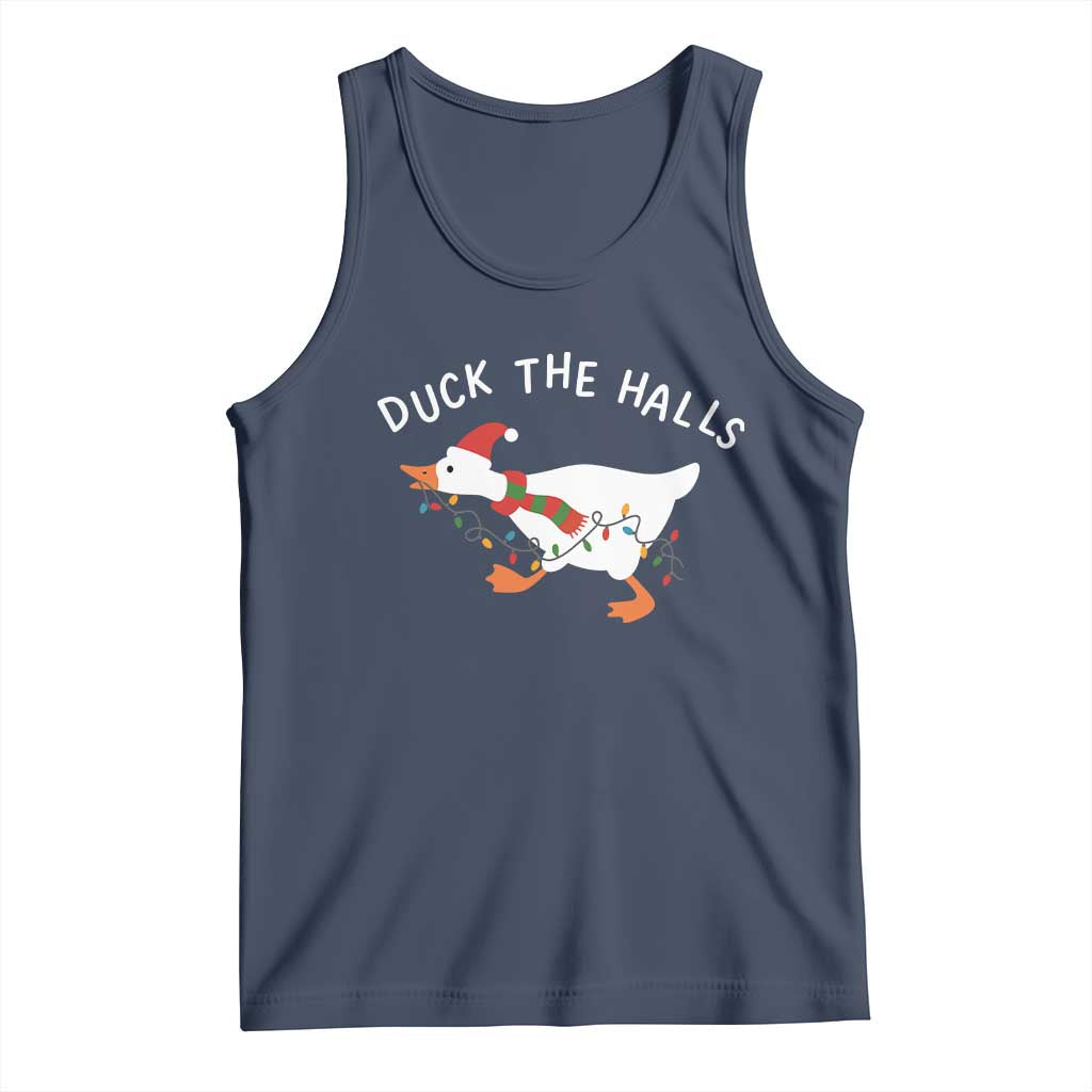 Funny Christmas Silly Goose Tank Top Funny Duck the Halls TS10 Navy Print Your Wear