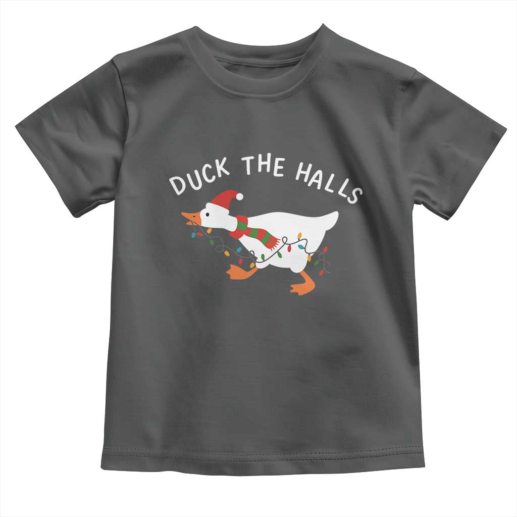Funny Christmas Silly Goose Toddler T Shirt Funny Duck the Halls TS10 Dark Heather Print Your Wear