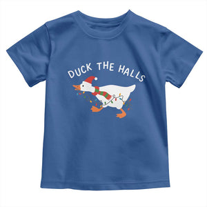 Funny Christmas Silly Goose Toddler T Shirt Funny Duck the Halls TS10 Royal Blue Print Your Wear