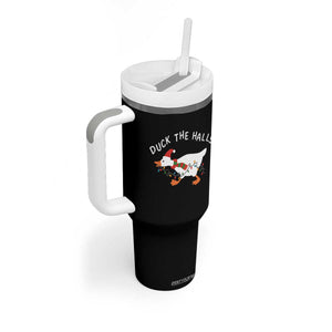 Funny Christmas Silly Goose Tumbler With Handle Funny Duck the Halls TS10 Print Your Wear