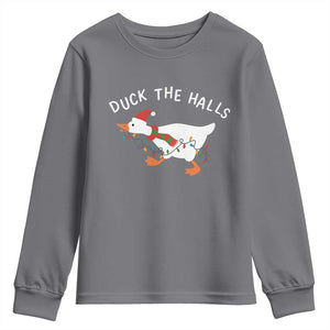 Funny Christmas Silly Goose Youth Sweatshirt Funny Duck the Halls TS10 Charcoal Print Your Wear