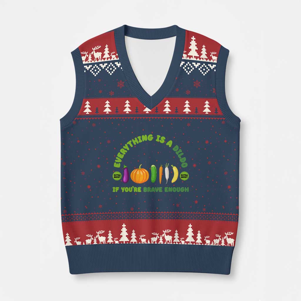 Funny Embarrassing V-Neck Knit Sweater Vest Naughty Inappropriate Gifts Dirty Adult Humor TS10 Navy Red Print Your Wear