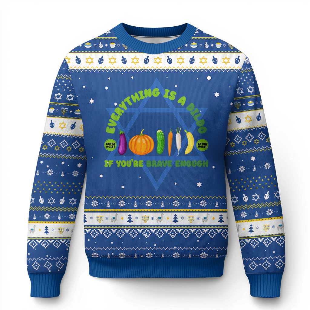 Funny Embarrassing Hanukkah Ugly Sweater Naughty Inappropriate Gifts Dirty Adult Humor TS10 Blue White Print Your Wear