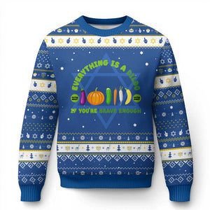 Funny Embarrassing Hanukkah Ugly Sweater Naughty Inappropriate Gifts Dirty Adult Humor TS10 Blue White Print Your Wear