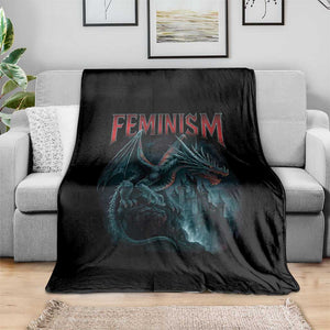 Feminism Dragon Throw Blanket Retro Vintage Gothic Fantasy Castle Feminist Empowerment TS10 Print Your Wear