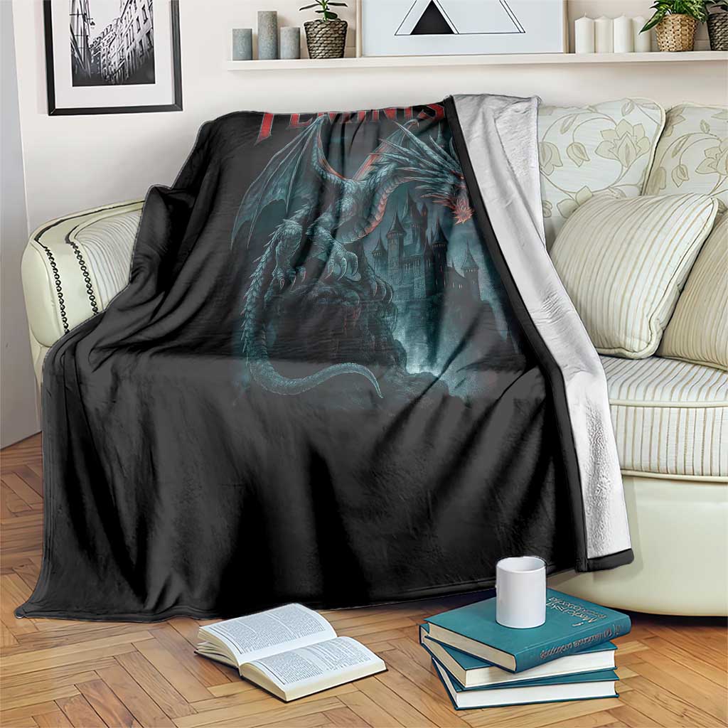 Feminism Dragon Throw Blanket Retro Vintage Gothic Fantasy Castle Feminist Empowerment TS10 Print Your Wear