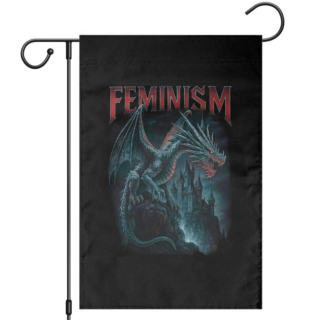 Feminism Dragon Garden Flag Retro Vintage Gothic Fantasy Castle Feminist Empowerment TS10 Black Print Your Wear