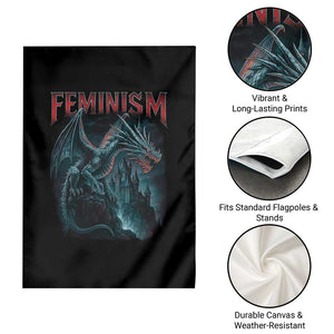 Feminism Dragon Garden Flag Retro Vintage Gothic Fantasy Castle Feminist Empowerment TS10 Print Your Wear