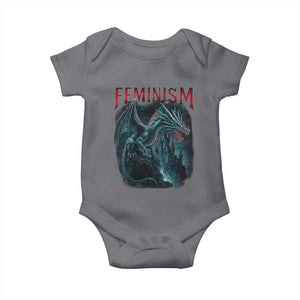 Feminism Dragon Baby Onesie Retro Vintage Gothic Fantasy Castle Feminist Empowerment TS10 Charcoal Print Your Wear