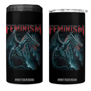 Feminism Dragon 4 in 1 Can Cooler Tumbler Retro Vintage Gothic Fantasy Castle Feminist Empowerment TS10 One Size: 16 oz Black Print Your Wear