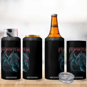 Feminism Dragon 4 in 1 Can Cooler Tumbler Retro Vintage Gothic Fantasy Castle Feminist Empowerment TS10 Print Your Wear