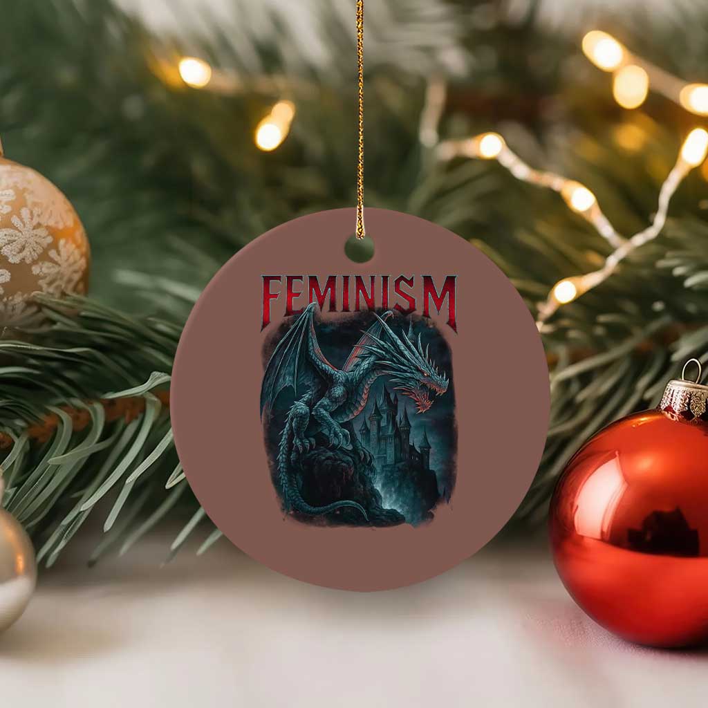 Feminism Dragon Ceramic Ornament Retro Vintage Gothic Fantasy Castle Feminist Empowerment TS10 1pc Mocha Print Your Wear