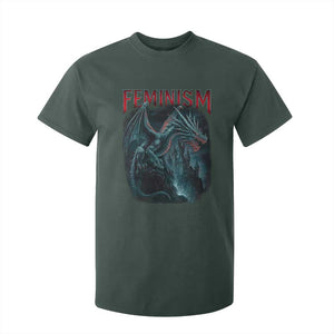 Feminism Dragon T Shirt For Kid Retro Vintage Gothic Fantasy Castle Feminist Empowerment TS10 Dark Forest Green Print Your Wear