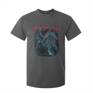 Feminism Dragon T Shirt For Kid Retro Vintage Gothic Fantasy Castle Feminist Empowerment TS10 Dark Heather Print Your Wear