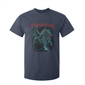 Feminism Dragon T Shirt For Kid Retro Vintage Gothic Fantasy Castle Feminist Empowerment TS10 Navy Print Your Wear