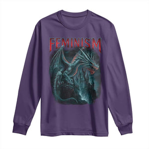 Feminism Dragon Long Sleeve Shirt Retro Vintage Gothic Fantasy Castle Feminist Empowerment TS10 Purple Print Your Wear