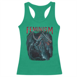 Feminism Dragon Racerback Tank Top Retro Vintage Gothic Fantasy Castle Feminist Empowerment TS10 Irish Green Print Your Wear