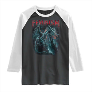 Feminism Dragon Raglan Shirt Retro Vintage Gothic Fantasy Castle Feminist Empowerment TS10 Black White Print Your Wear