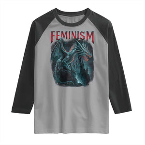 Feminism Dragon Raglan Shirt Retro Vintage Gothic Fantasy Castle Feminist Empowerment TS10 Sport Gray Black Print Your Wear