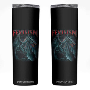 Feminism Dragon Skinny Tumbler Retro Vintage Gothic Fantasy Castle Feminist Empowerment TS10 Black Print Your Wear