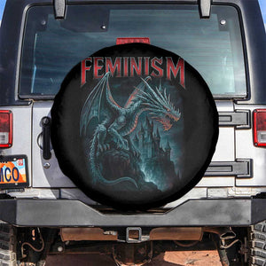 Feminism Dragon Spare Tire Cover Retro Vintage Gothic Fantasy Castle Feminist Empowerment TS10 No hole Black Print Your Wear