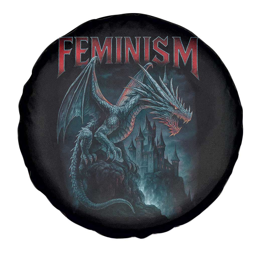 Feminism Dragon Spare Tire Cover Retro Vintage Gothic Fantasy Castle Feminist Empowerment TS10 Print Your Wear