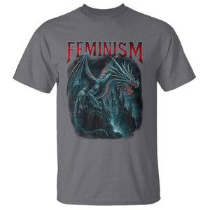 Feminism Dragon T Shirt Retro Vintage Gothic Fantasy Castle Feminist Empowerment TS10 Charcoal Print Your Wear