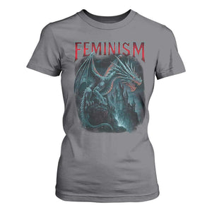 Feminism Dragon T Shirt For Women Retro Vintage Gothic Fantasy Castle Feminist Empowerment TS10 Charcoal Print Your Wear