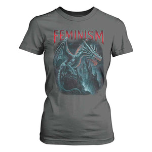 Feminism Dragon T Shirt For Women Retro Vintage Gothic Fantasy Castle Feminist Empowerment TS10 Dark Heather Print Your Wear