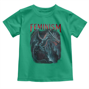 Feminism Dragon Toddler T Shirt Retro Vintage Gothic Fantasy Castle Feminist Empowerment TS10 Irish Green Print Your Wear