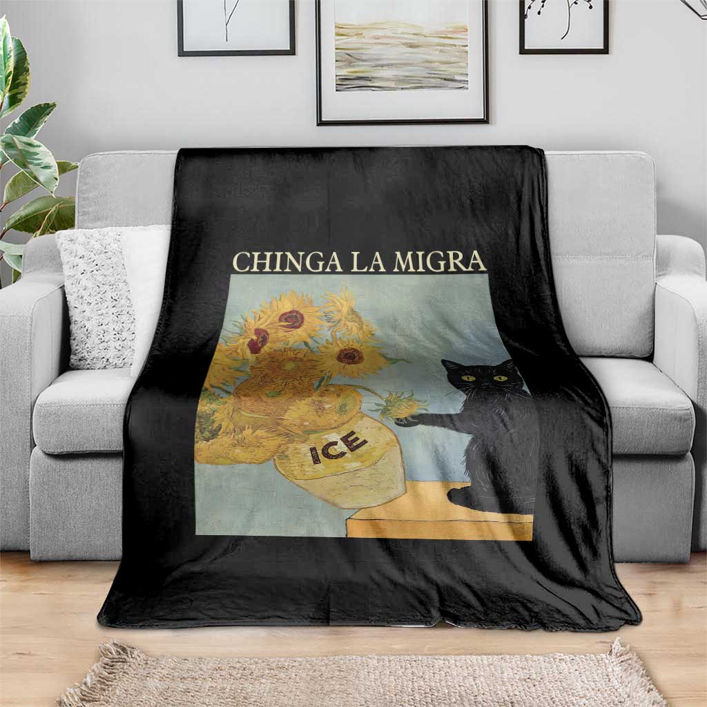 Chinga la Migra Throw Blanket Subtle FDT Black Cat Meme Van Gogh Art TS10 Print Your Wear