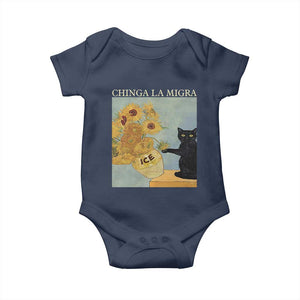 Chinga la Migra Baby Onesie Subtle FDT Black Cat Meme Van Gogh Art TS10 Navy Print Your Wear