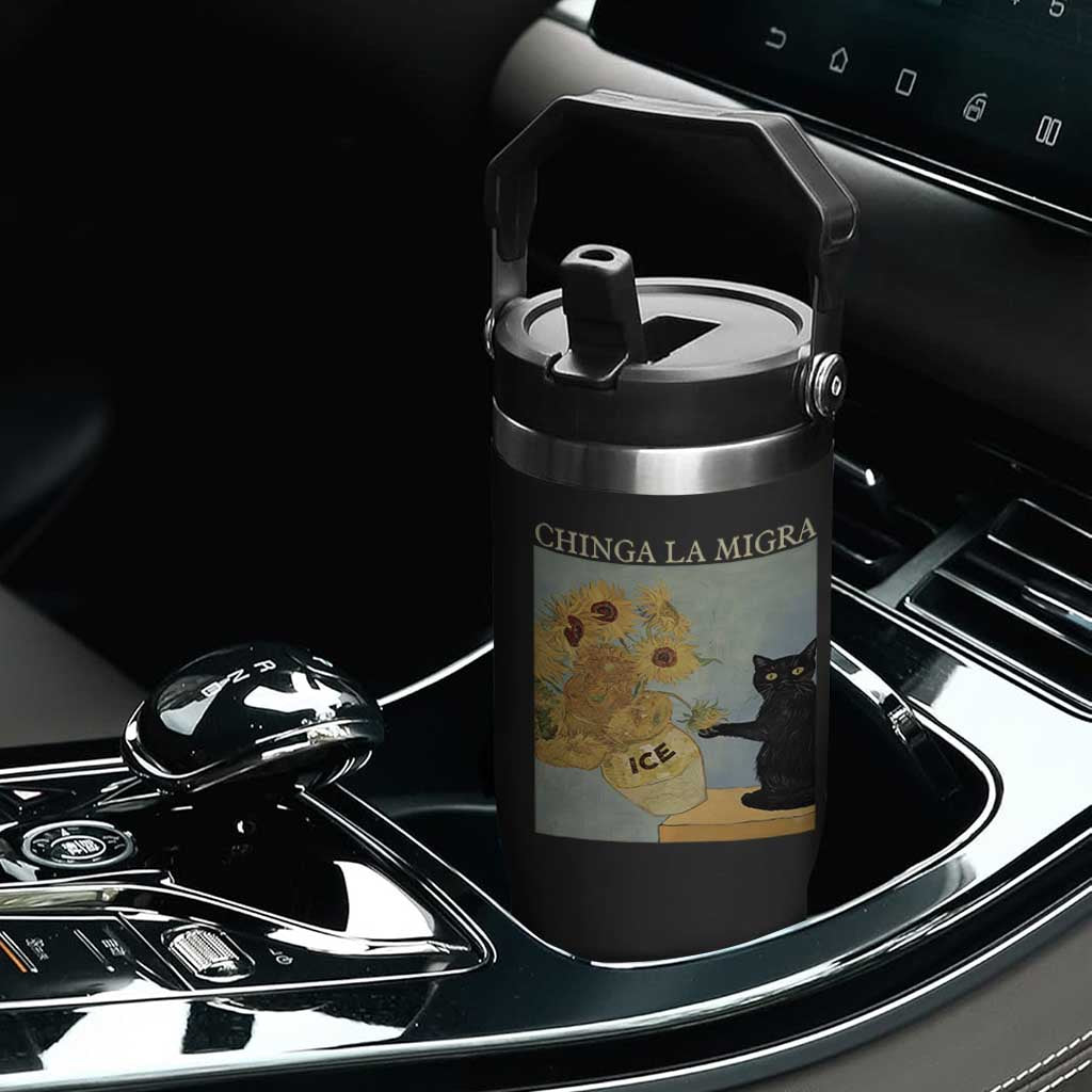 Chinga la Migra Flip Straw Tumbler Subtle FDT Black Cat Meme Van Gogh Art TS10 Print Your Wear