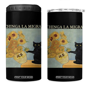 Chinga la Migra 4 in 1 Can Cooler Tumbler Subtle FDT Black Cat Meme Van Gogh Art TS10 One Size: 16 oz Black Print Your Wear