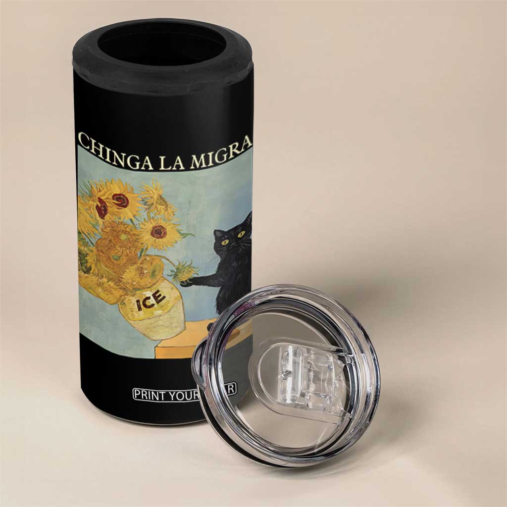 Chinga la Migra 4 in 1 Can Cooler Tumbler Subtle FDT Black Cat Meme Van Gogh Art TS10 Print Your Wear
