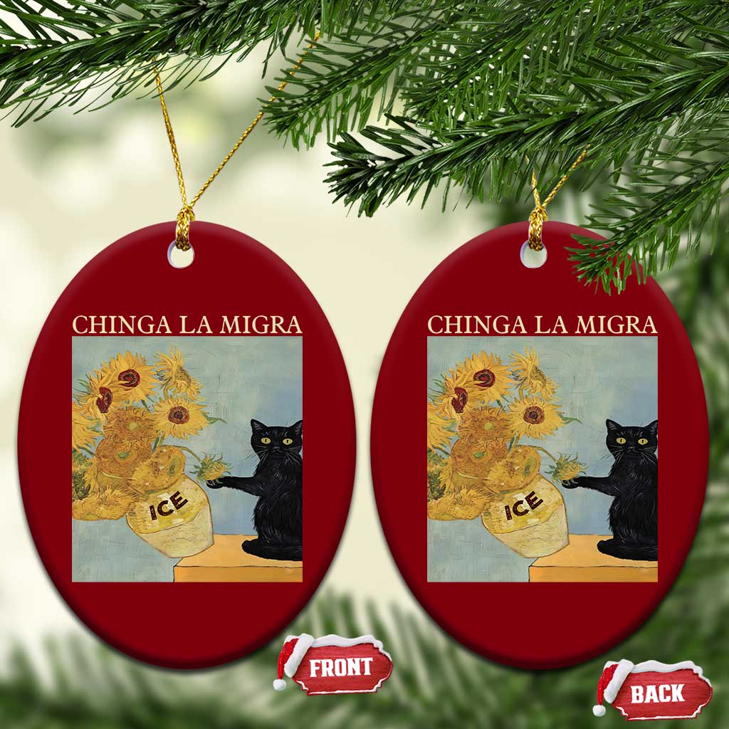Chinga la Migra Ceramic Ornament Subtle FDT Black Cat Meme Van Gogh Art TS10 Print Your Wear