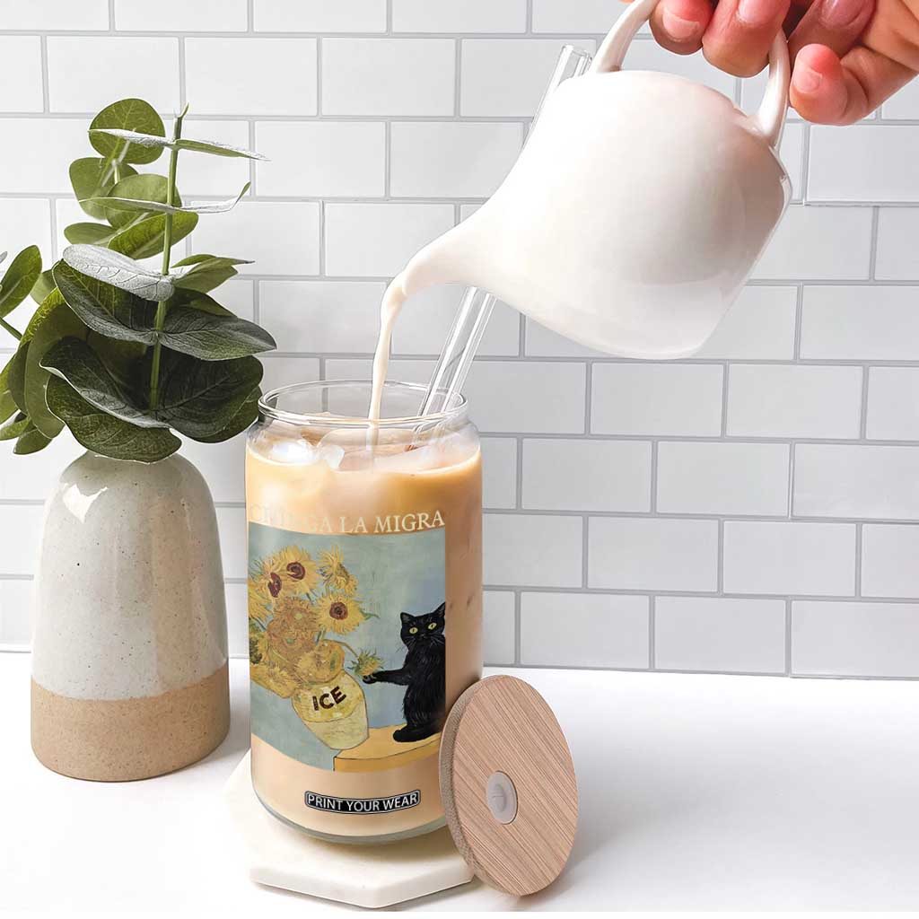 Chinga la Migra Glass Can Subtle FDT Black Cat Meme Van Gogh Art TS10 Print Your Wear