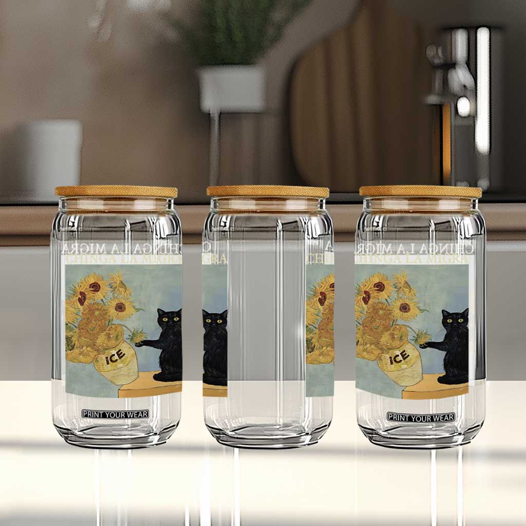 Chinga la Migra Glass Can Subtle FDT Black Cat Meme Van Gogh Art TS10 Print Your Wear