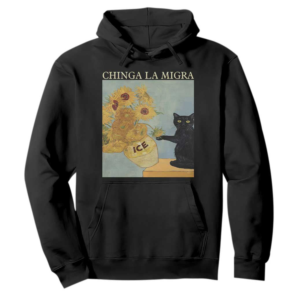 Chinga la Migra Hoodie Subtle FDT Black Cat Meme Van Gogh Art TS10 Black Print Your Wear