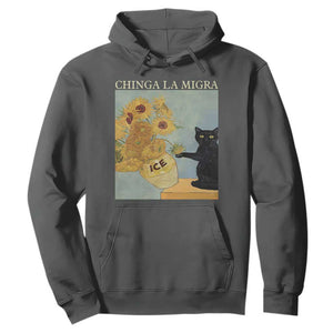 Chinga la Migra Hoodie Subtle FDT Black Cat Meme Van Gogh Art TS10 Dark Heather Print Your Wear