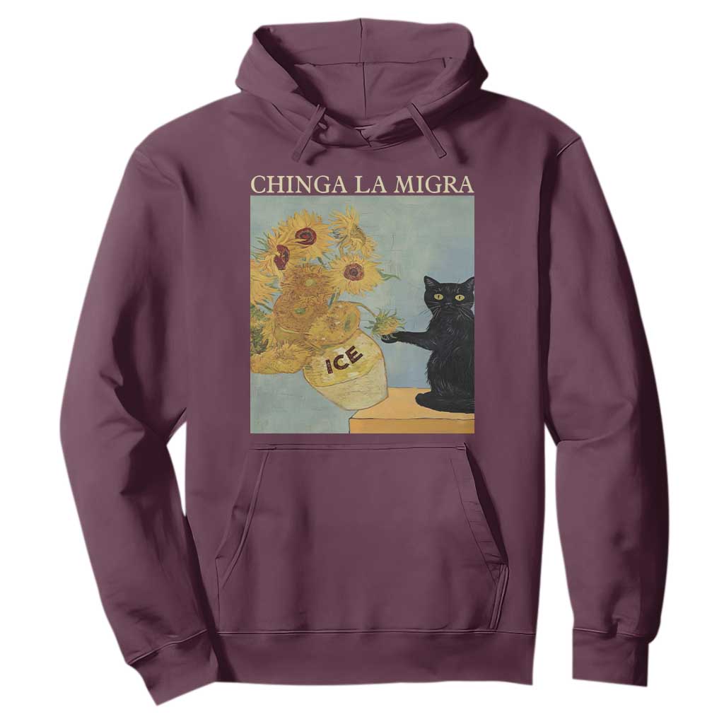 Chinga la Migra Hoodie Subtle FDT Black Cat Meme Van Gogh Art TS10 Maroon Print Your Wear