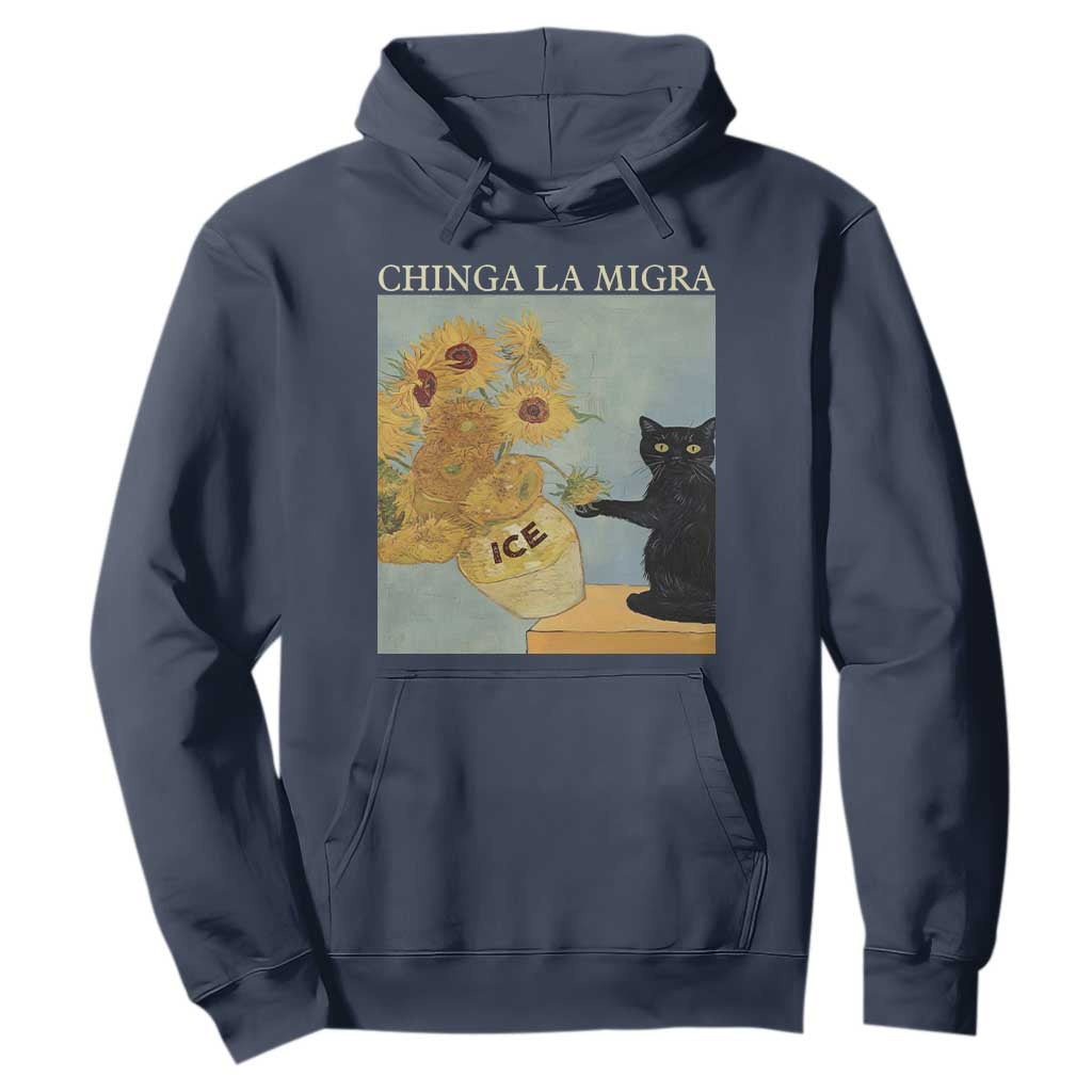 Chinga la Migra Hoodie Subtle FDT Black Cat Meme Van Gogh Art TS10 Navy Print Your Wear