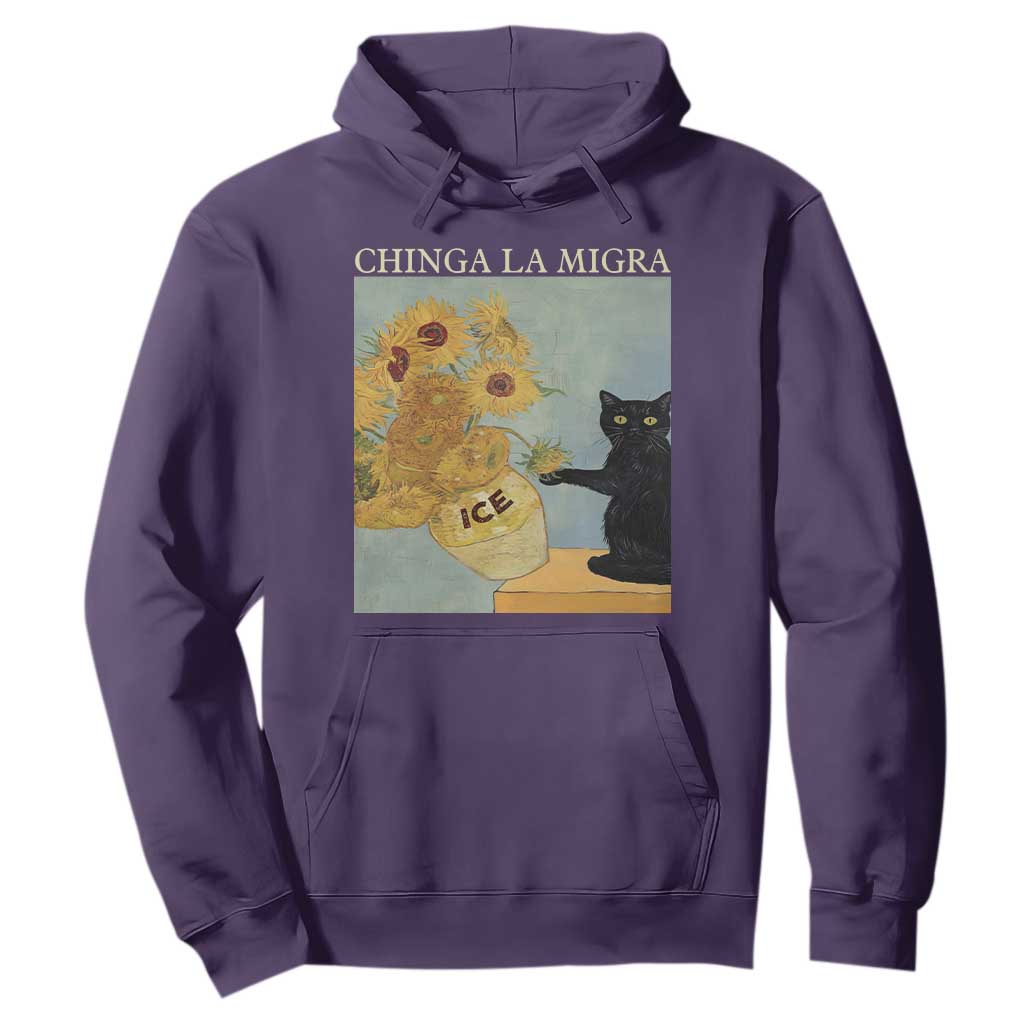 Chinga la Migra Hoodie Subtle FDT Black Cat Meme Van Gogh Art TS10 Purple Print Your Wear