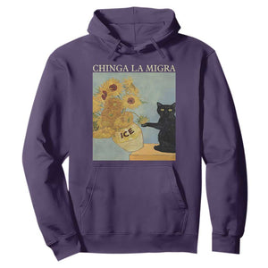Chinga la Migra Hoodie Subtle FDT Black Cat Meme Van Gogh Art TS10 Purple Print Your Wear