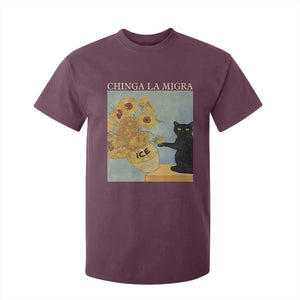 Chinga la Migra T Shirt For Kid Subtle FDT Black Cat Meme Van Gogh Art TS10 Maroon Print Your Wear