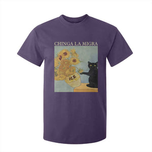 Chinga la Migra T Shirt For Kid Subtle FDT Black Cat Meme Van Gogh Art TS10 Purple Print Your Wear
