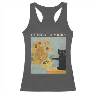 Chinga la Migra Racerback Tank Top Subtle FDT Black Cat Meme Van Gogh Art TS10 Dark Heather Print Your Wear